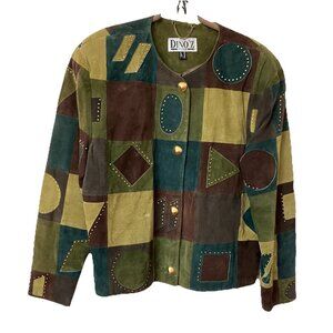 Vintage Dino'z Suede Patchwork Jacket Womens Leather 80s 90s Art to Wear